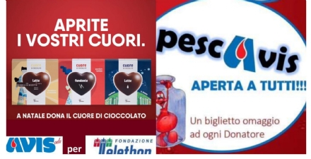 VENARIA - Avis, domani la vendita dei cuori di cioccolato di Telethon. Domenica la «PescAvis» in sede